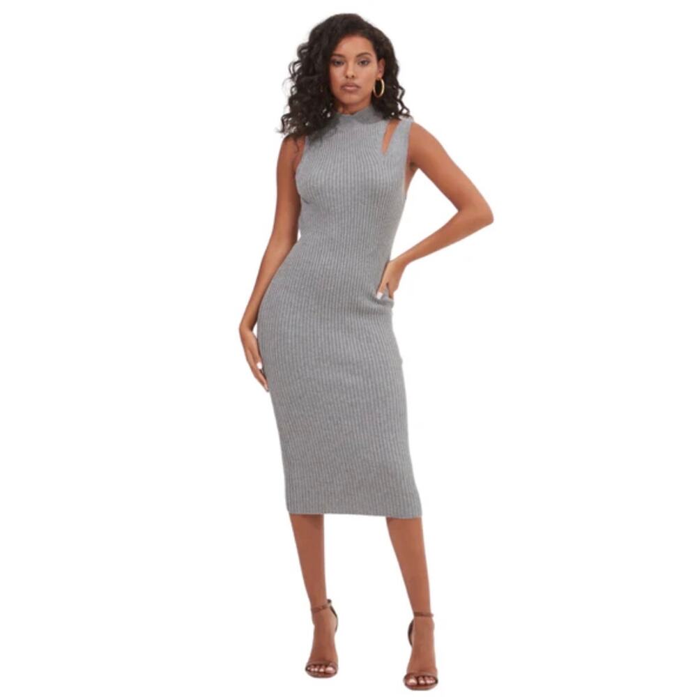 ASTR Bodycon Midi Sweater Dress Sleeveless Slate Gray Women's Size Medium NWT